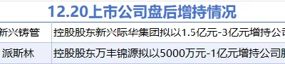 [12月20日股市震撼：派斯林等2大股王增持行動，华海清科等5股卻意圖减持！（詳情一覽）]